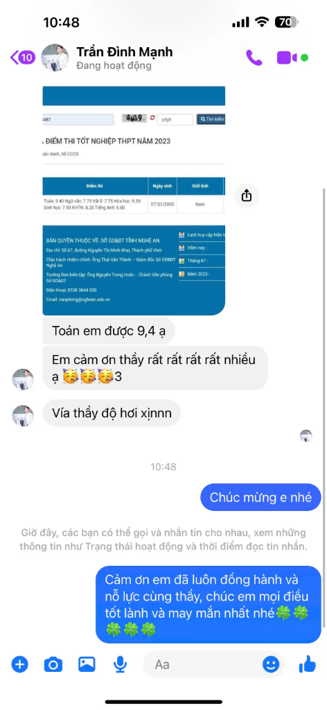 Feedback Trần Đình Mạnh